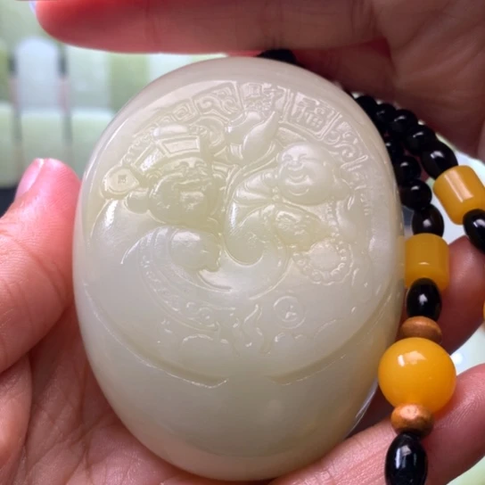 石材方解石手把件