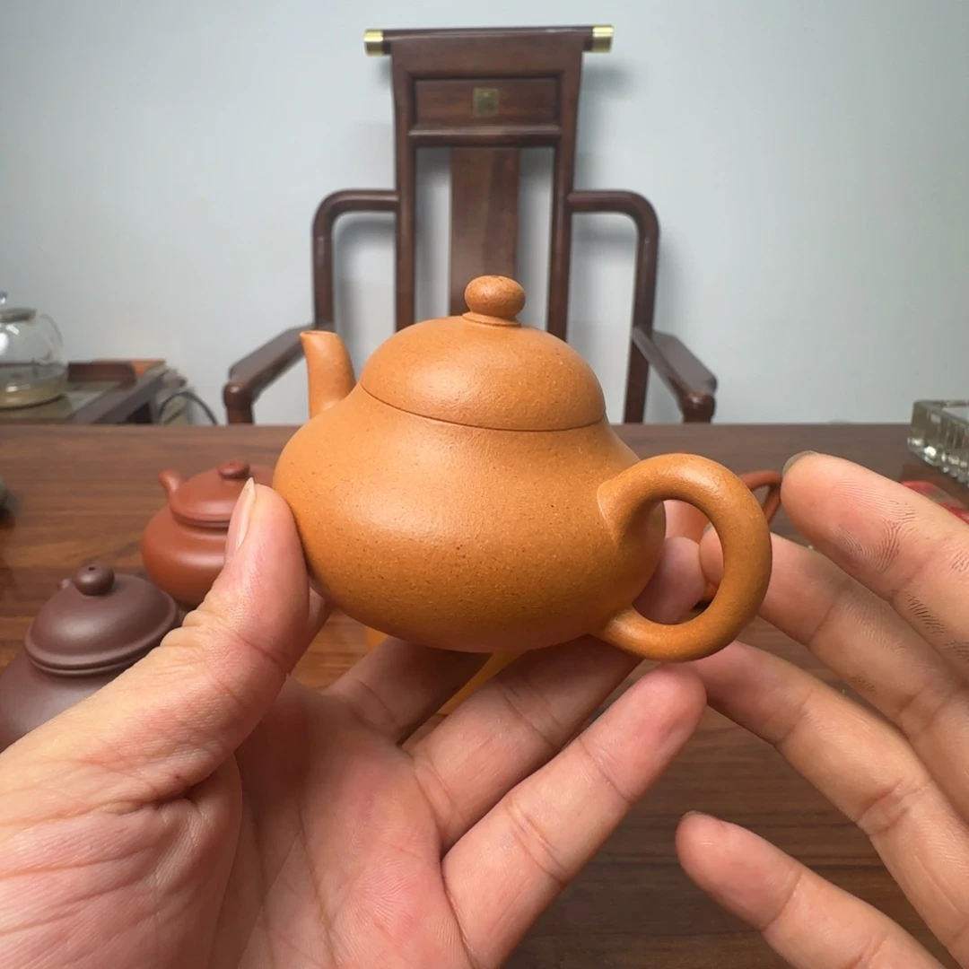 紫砂茶壶老宕口黄金段梨型壶