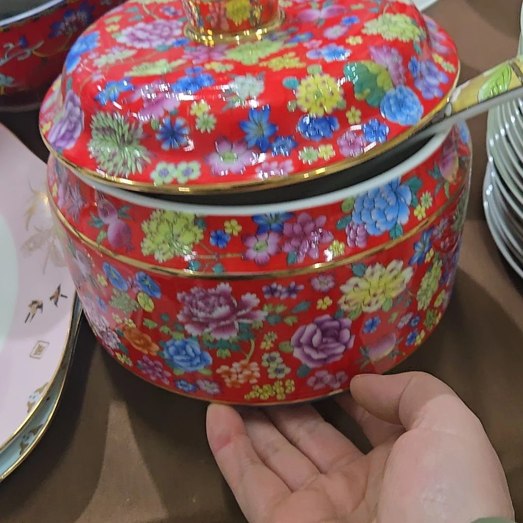碗微瑕珐琅彩万花糖罐一个66666