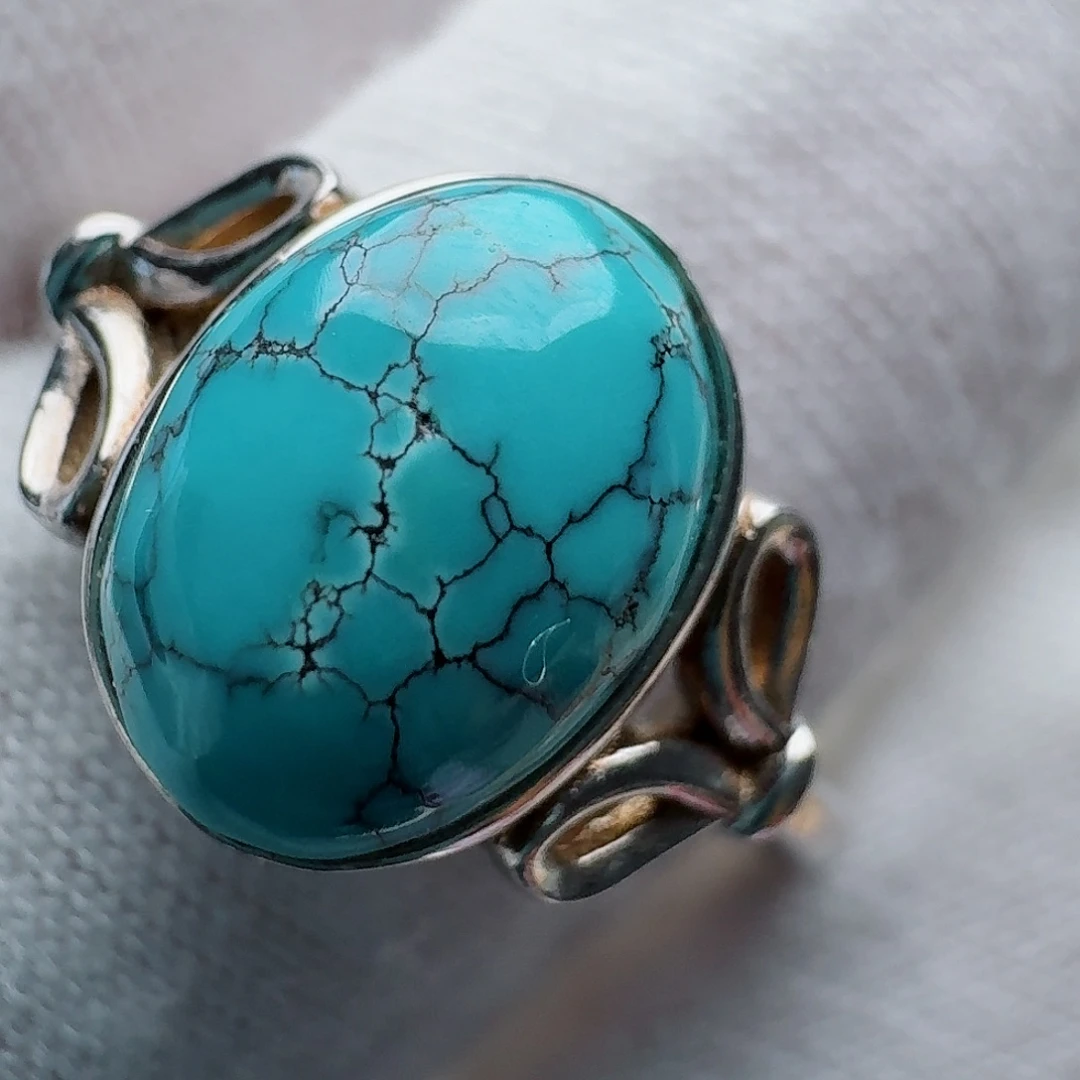 绿松石银S925镶嵌戒指