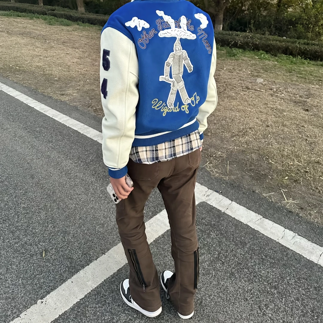 Vujade微喇叭伐木后拉链休闲工装长裤vibe黑棕色kenijima同款男女