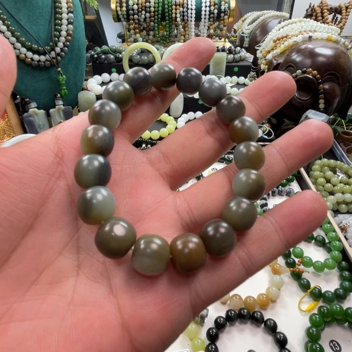 手链未镶嵌和田玉新疆且末娄兰青花卡12苹果老型柔光