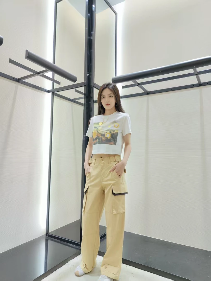 MO夏季新款印花金属链条装饰休闲百搭圆领短袖T恤LT2511116