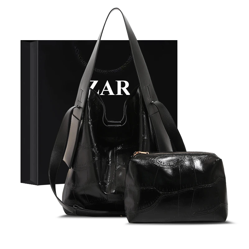 ZAR&RUILR/查瑞娜慵懒风通勤包包女士大容量斜挎包时尚百搭托特包