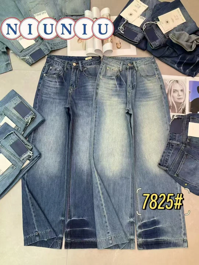 兰卡家直筒高腰显瘦垂感牛仔裤