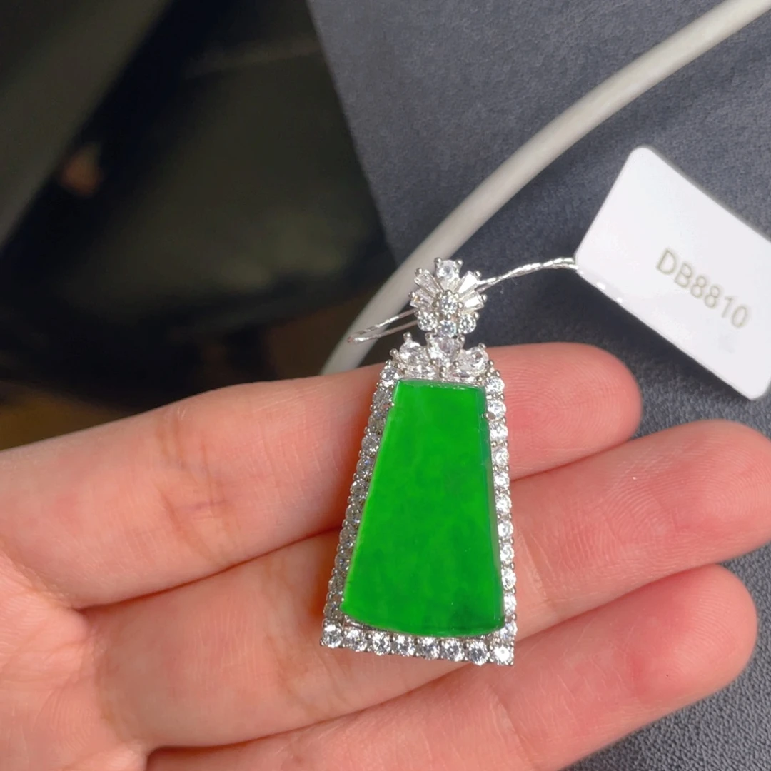翡翠银S925镶嵌吊坠(不含链)