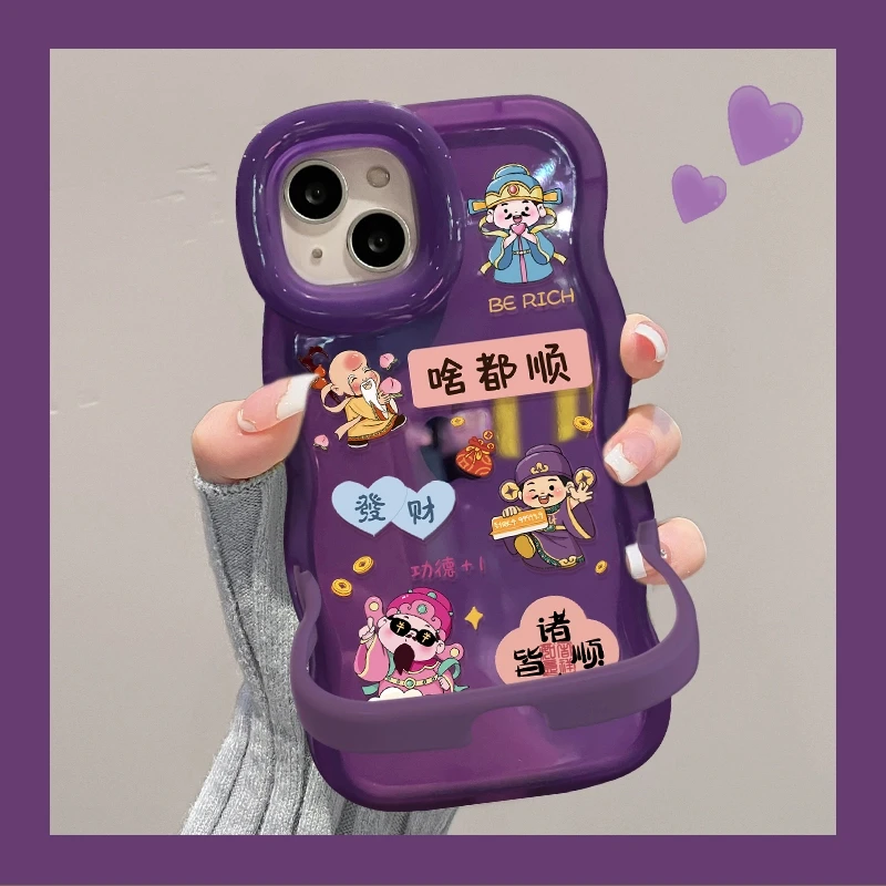 啥都顺财神适用iPhone16华为Mate双支架新款手机壳14手机壳防摔