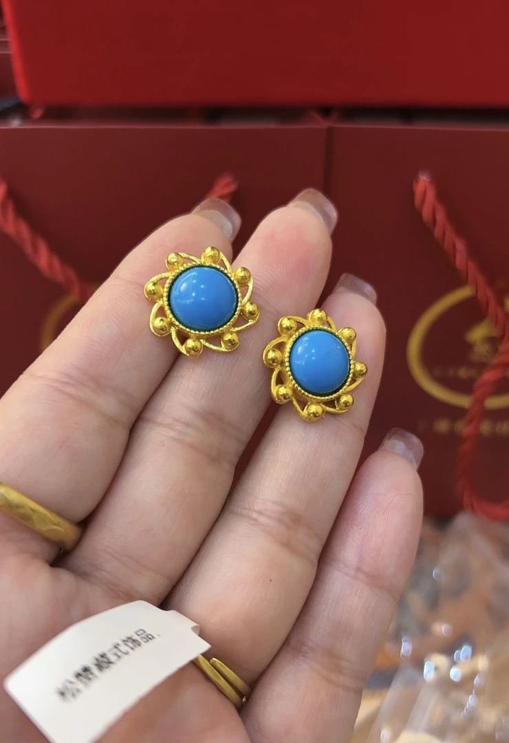 铜合金亚克力耳饰 不掉色的蓝色耳钉，清库存，只剩13个！9号