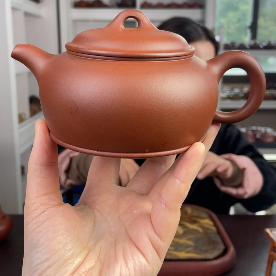 紫砂茶壶二代红皮龙大半月350cc