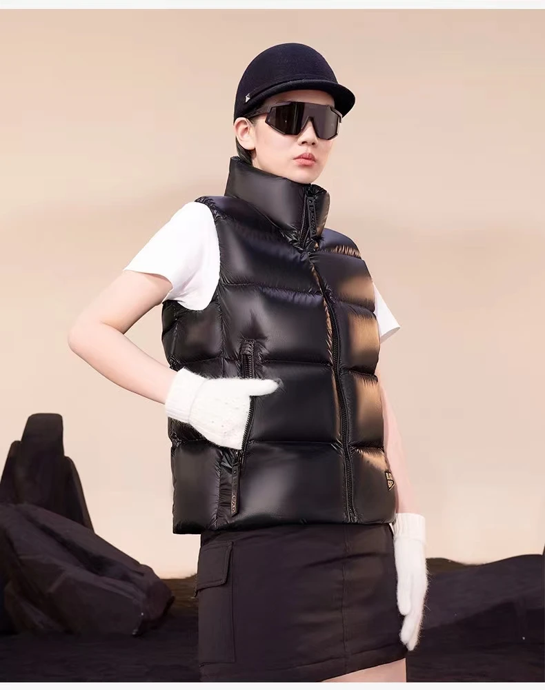 黑金马甲男女同款马甲连帽时尚休闲黑色保暖加厚短款百搭背心外穿
