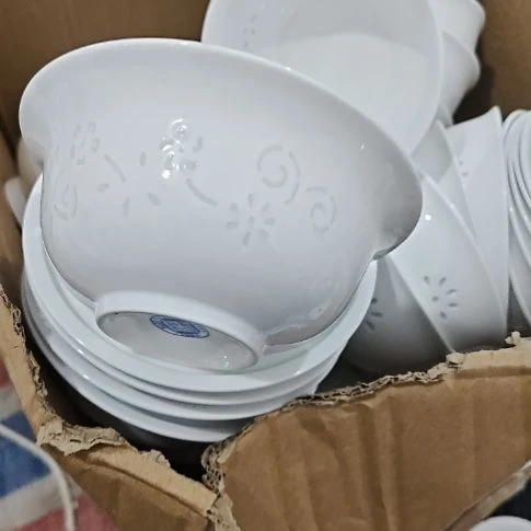 瓷玲珑白色5寸吃饭碗5个微瑕疵