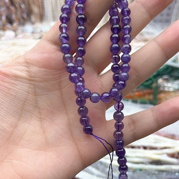 未镶嵌玛瑙/玉髓珠宝半成品一条6mm左右紫晶
