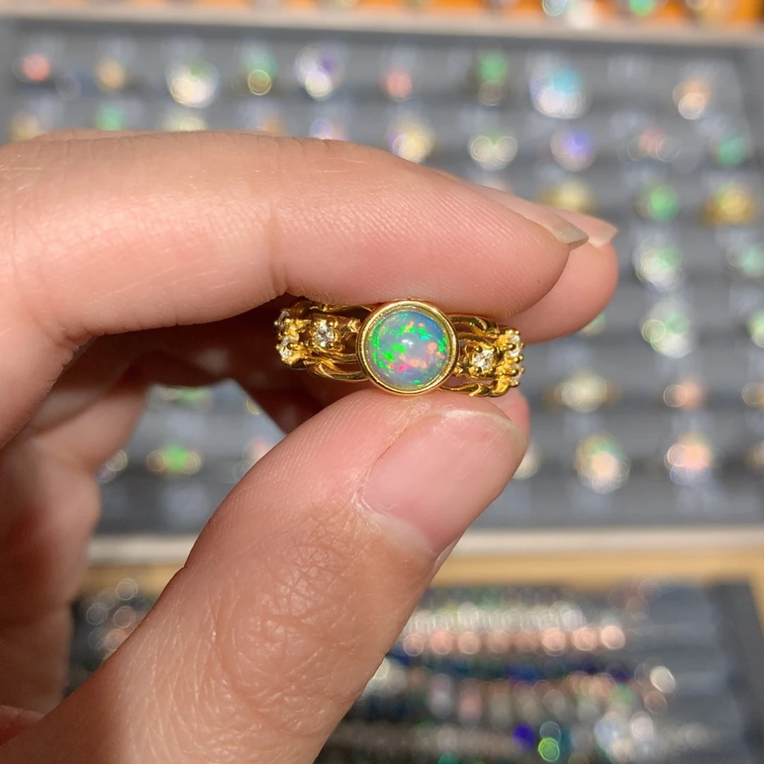 银S925镶嵌欧泊欧泊戒指y