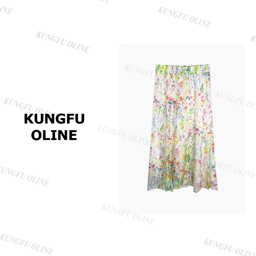 【小妖】现现QZ3205碎花百搭时尚宽松新款裙子休闲气质半身裙