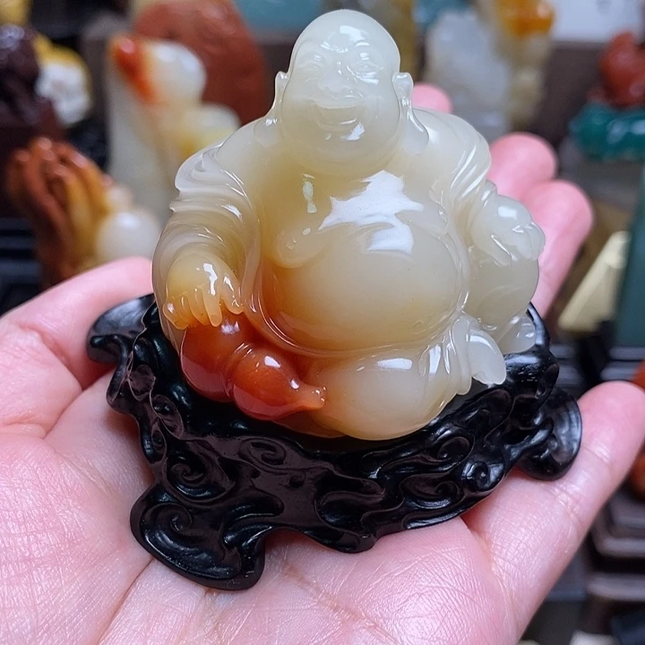 寿山石J**R寿山结晶俏色芙蓉石弥勒 永祥作（合单付款2）