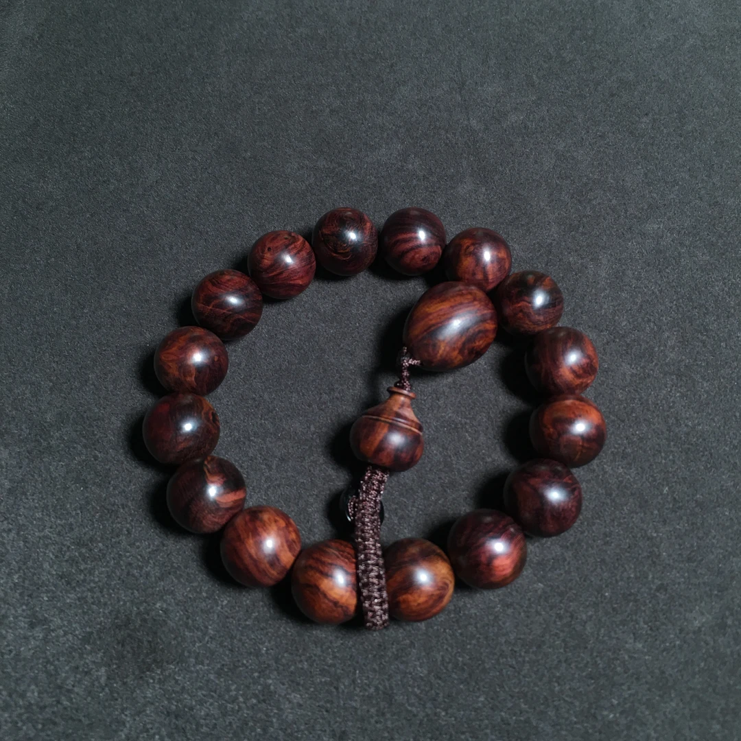 【一物一拍】XJ014海南黄花梨紫油梨多彩1.3水波留疤手串