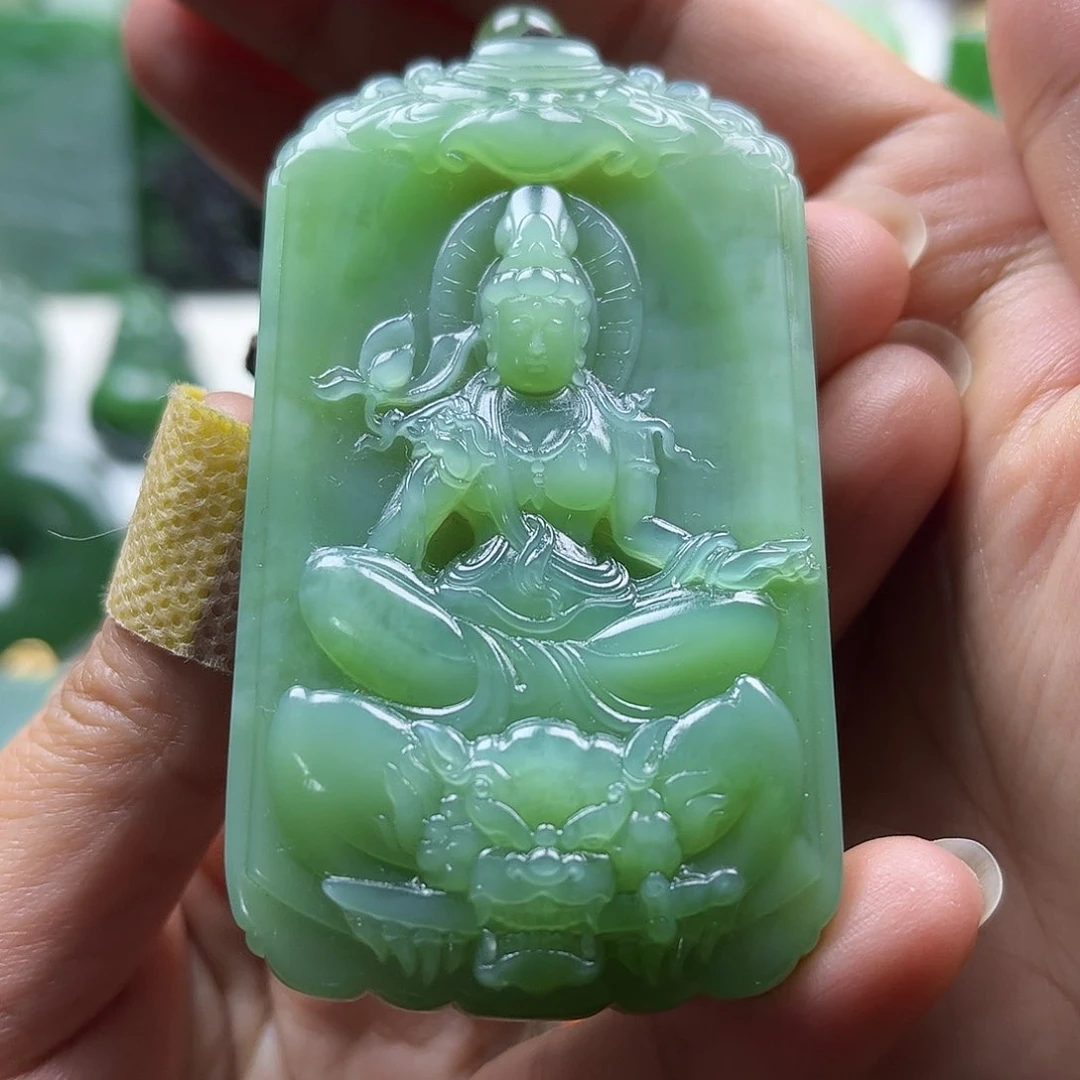 和田玉（碧玉）挂件猫眼未镶嵌