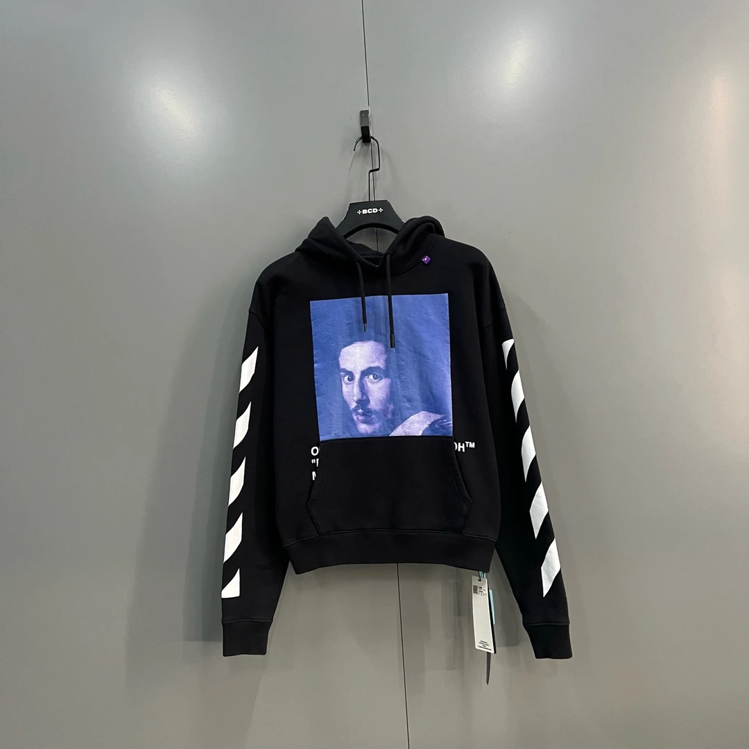 95新 maje (ll) OFF White ow 印花警戒线麒麟臂帽衫 XS码207997