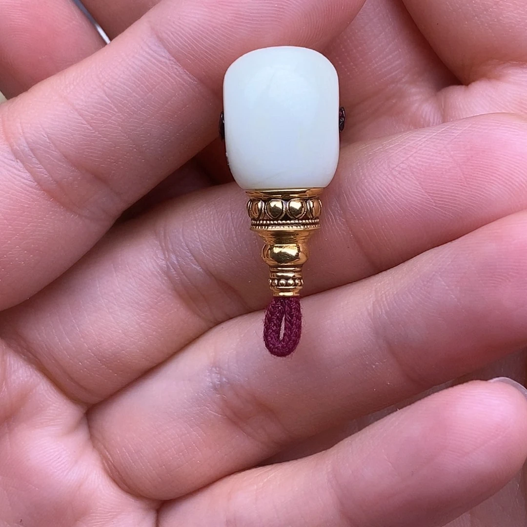 琥珀裸石18K金镶嵌石*丶13mm 蜜蜡三通