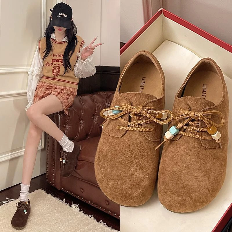 复古厚底勃肯秋季2025年新款百搭增高软底豆豆脚蹬休闲博肯单鞋