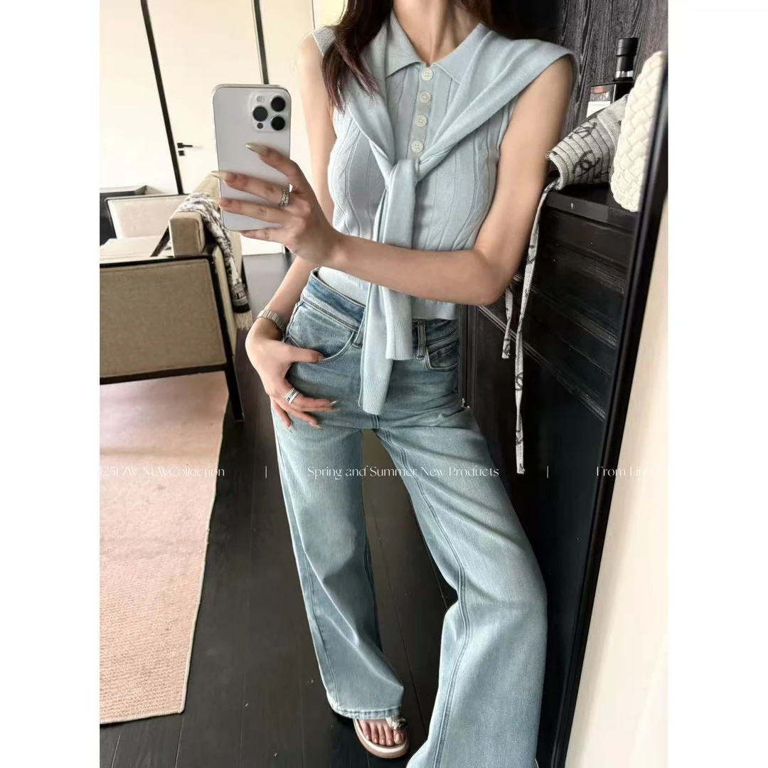 欧阳喜【清清】【·海洋之息】新款气质修身显瘦休闲女仔针织时