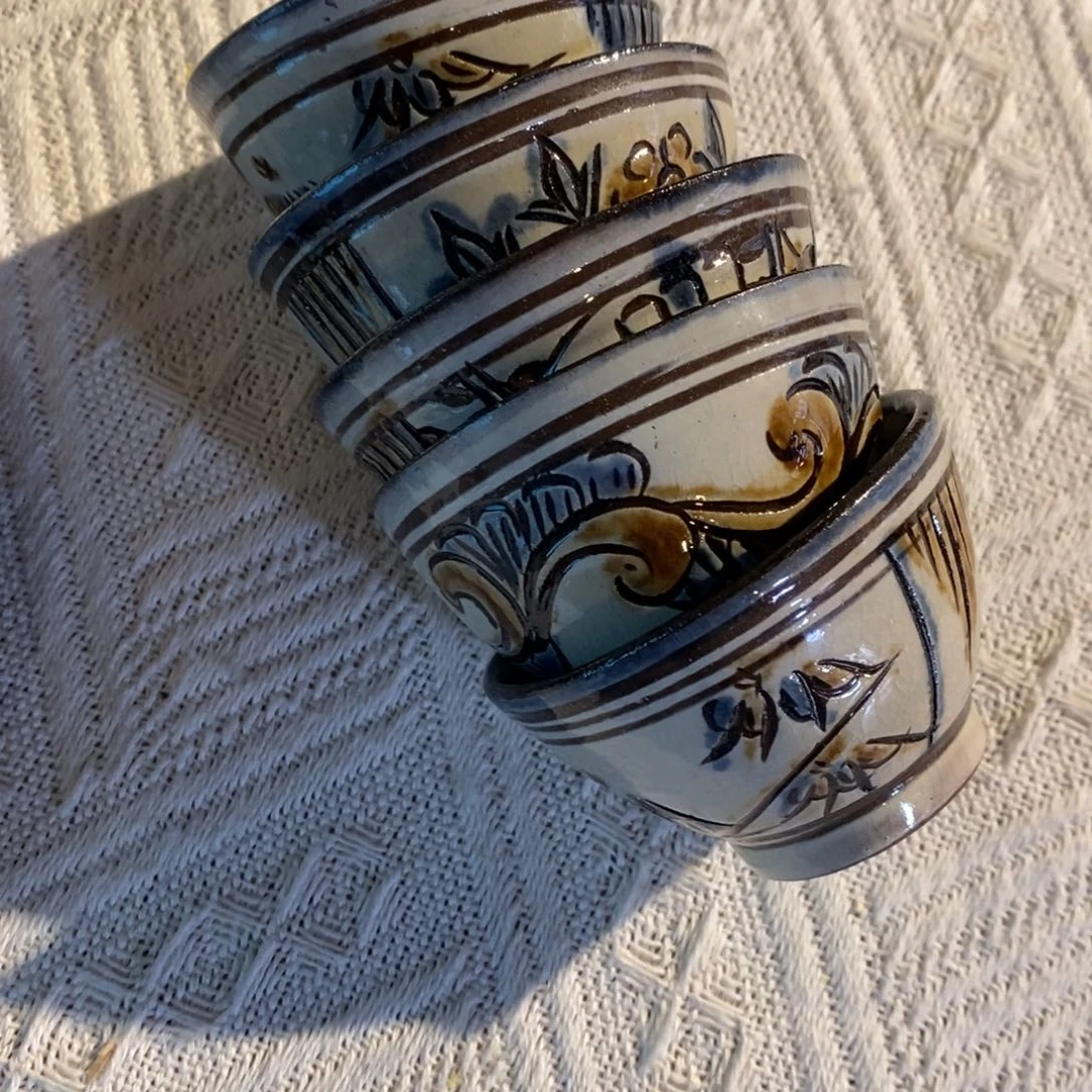 瓷片老*人琉球烧一套杯