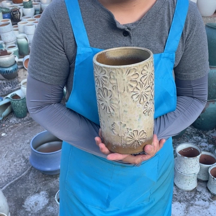 紫砂花盆口12高21瑕疵瑕疵