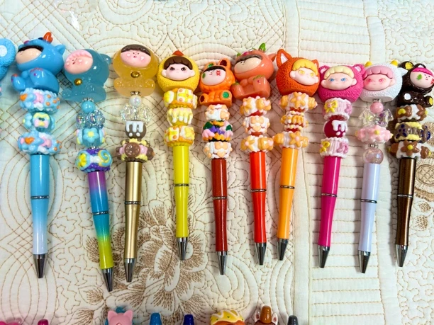 手工定制萌粒笔奶油胶DIY可选颜色创意圆珠笔