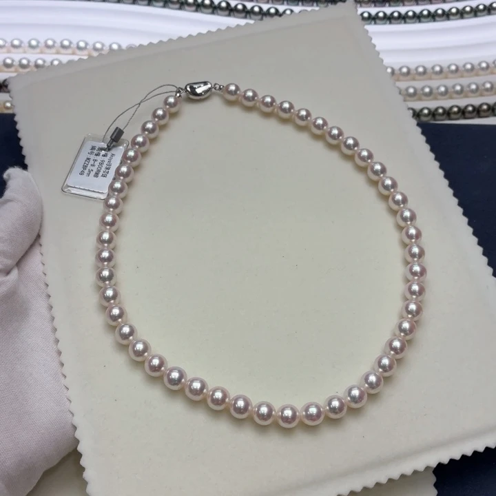 项链海水珍珠银S925镶嵌8-8.5mmAkoya珍珠