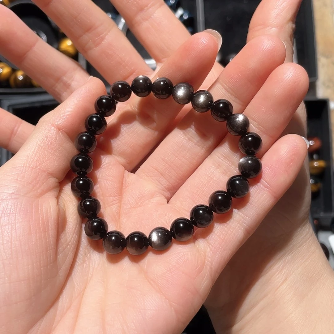 黑曜岩手链未镶嵌千****心