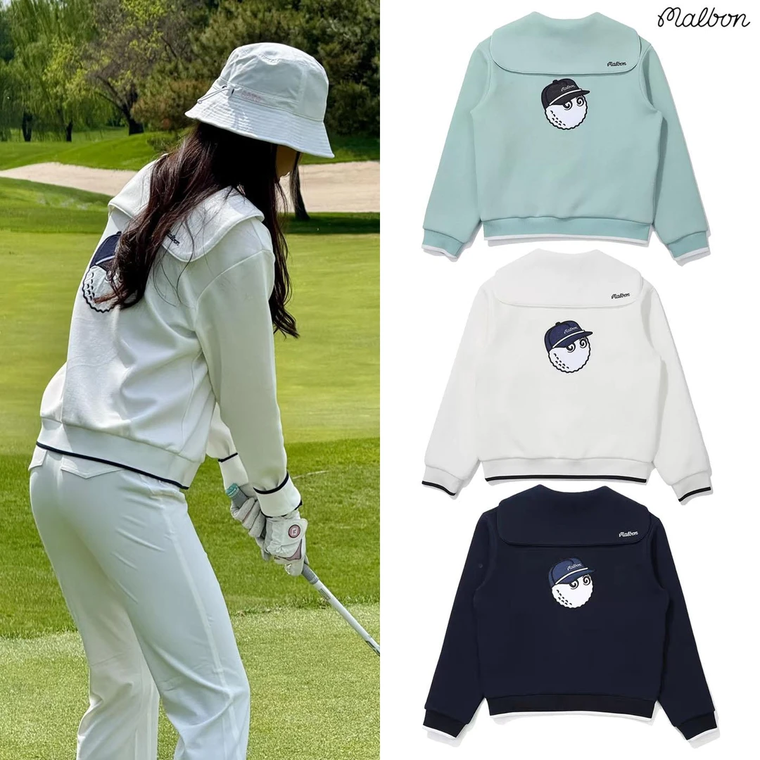 韩国MALB高尔夫女装2025秋冬季运动时尚半拉炼卫衣翻领长袖外套