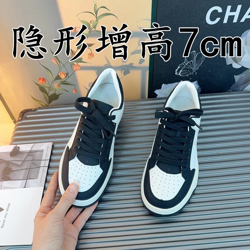真皮厚底小白鞋女款2025秋季新款小个子内增高休闲鞋小码3233板鞋