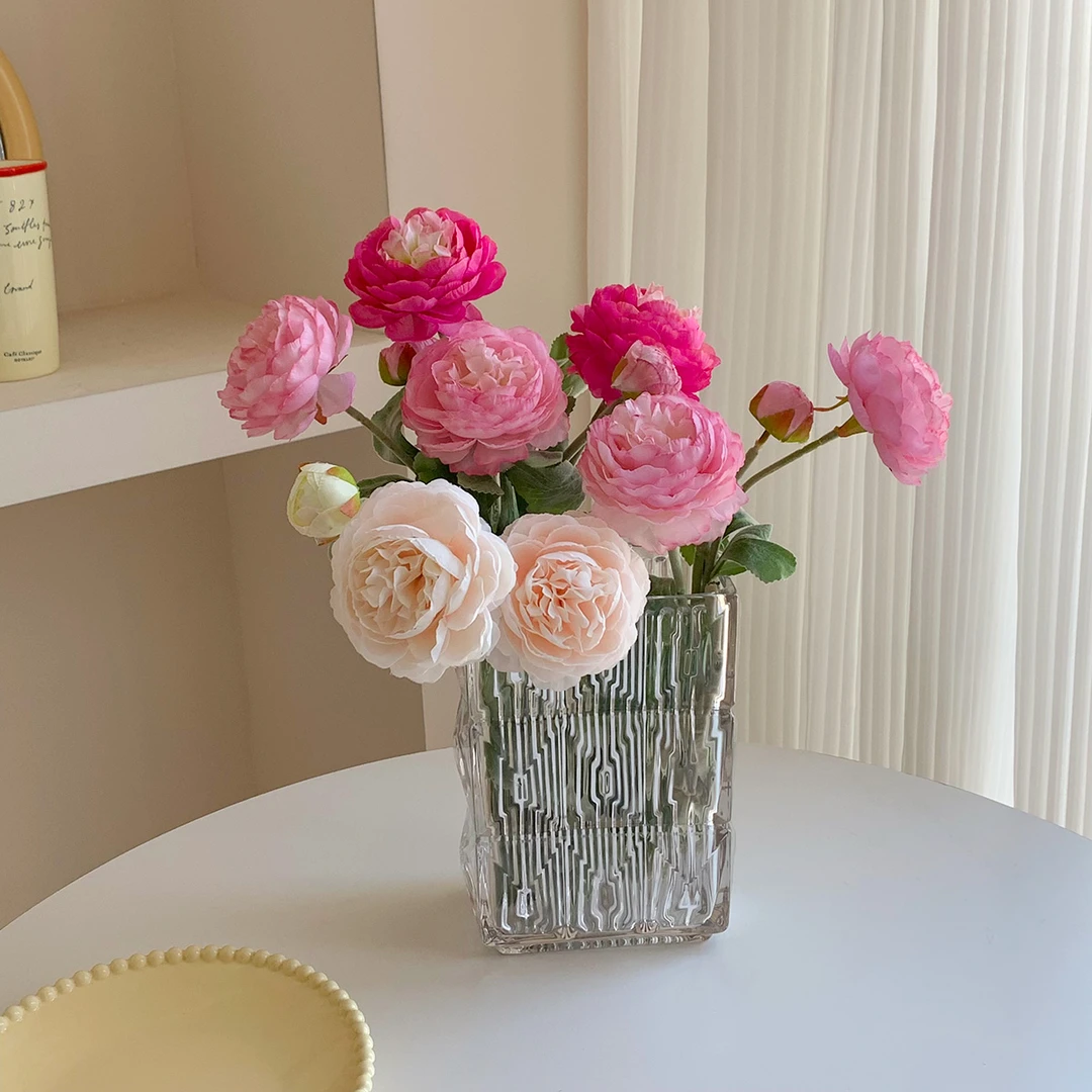 网红露莲玫瑰仿真花客厅装饰花艺摆件餐桌花摆设花束轻奢风