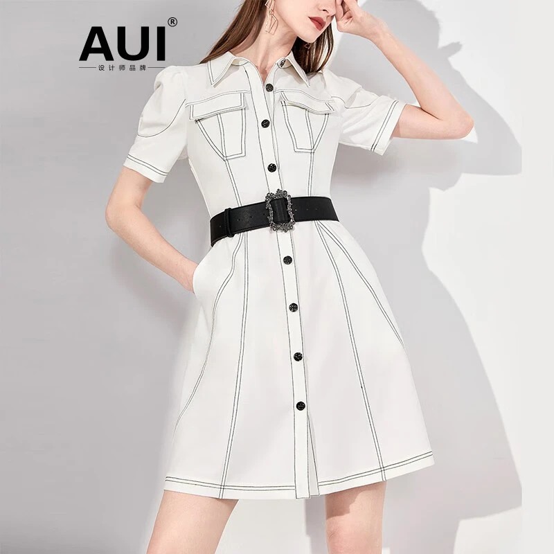 《李易行》AUI设计感独特衬衫连衣裙修身POLO裙-23C012289