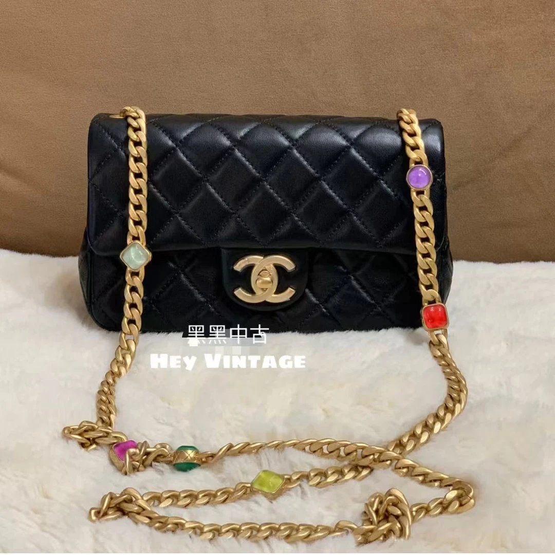 95新 Chanel/香奈儿 彩宝黑金大mini包 20cm 13360377