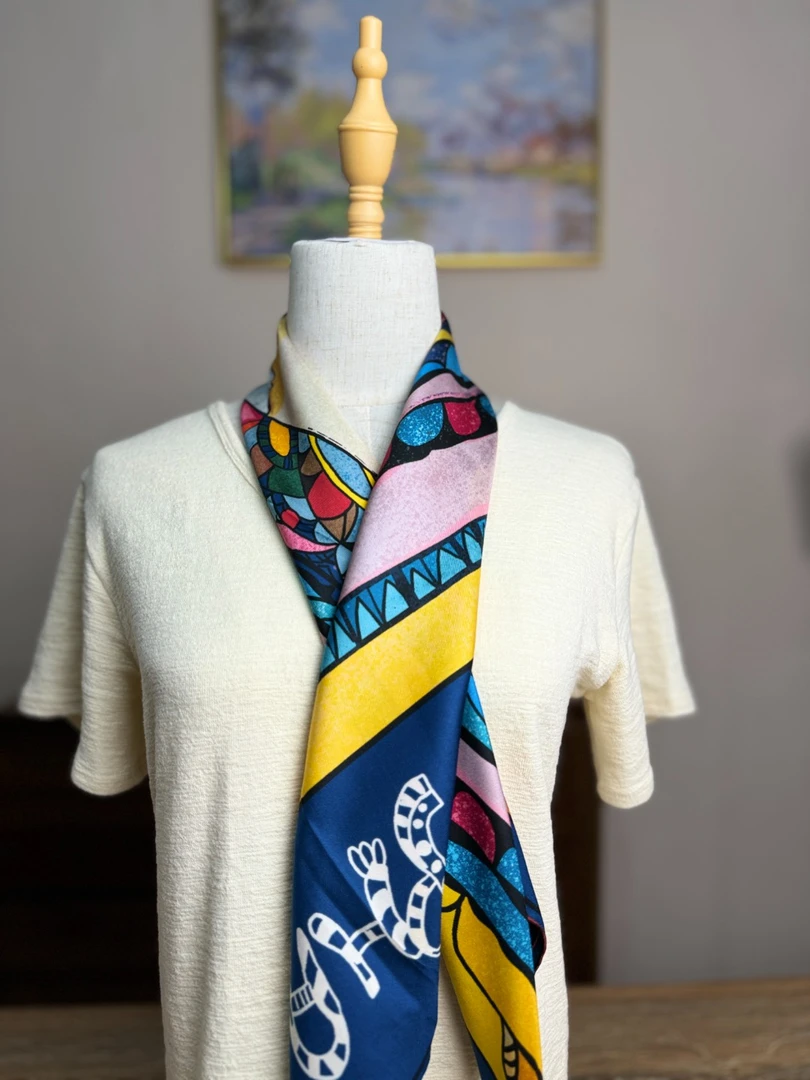 HG家桑蚕丝88X88CM斜纹绸时尚休闲真丝大方巾-002