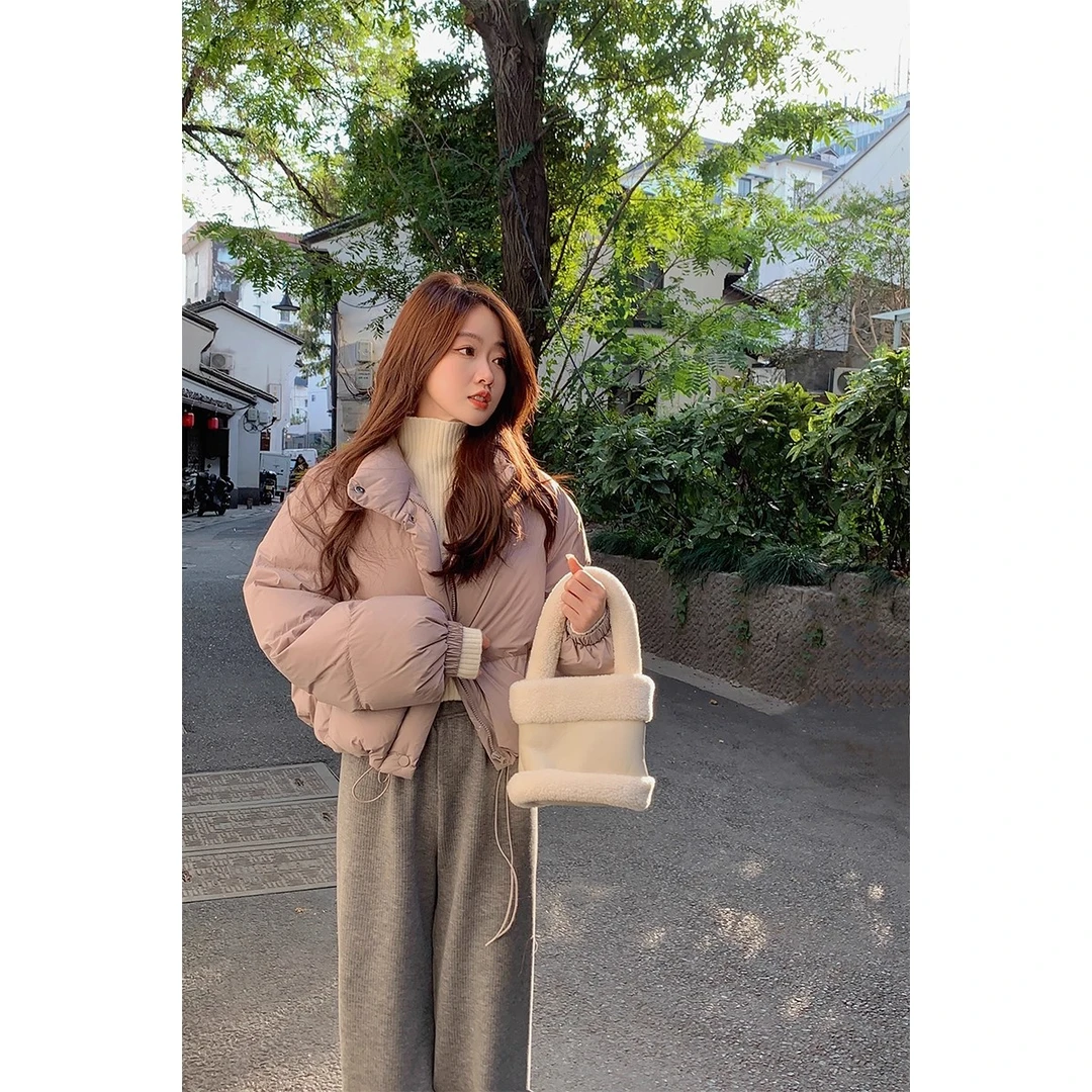 冬季小个子休闲短款立领羽绒棉服女冬季宽松百搭棉服外套面包服潮