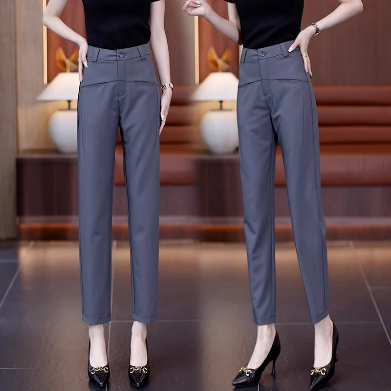 垂感西装裤夏夏薄款女裤子2025新款直筒裤宽松显瘦高腰休闲哈伦裤