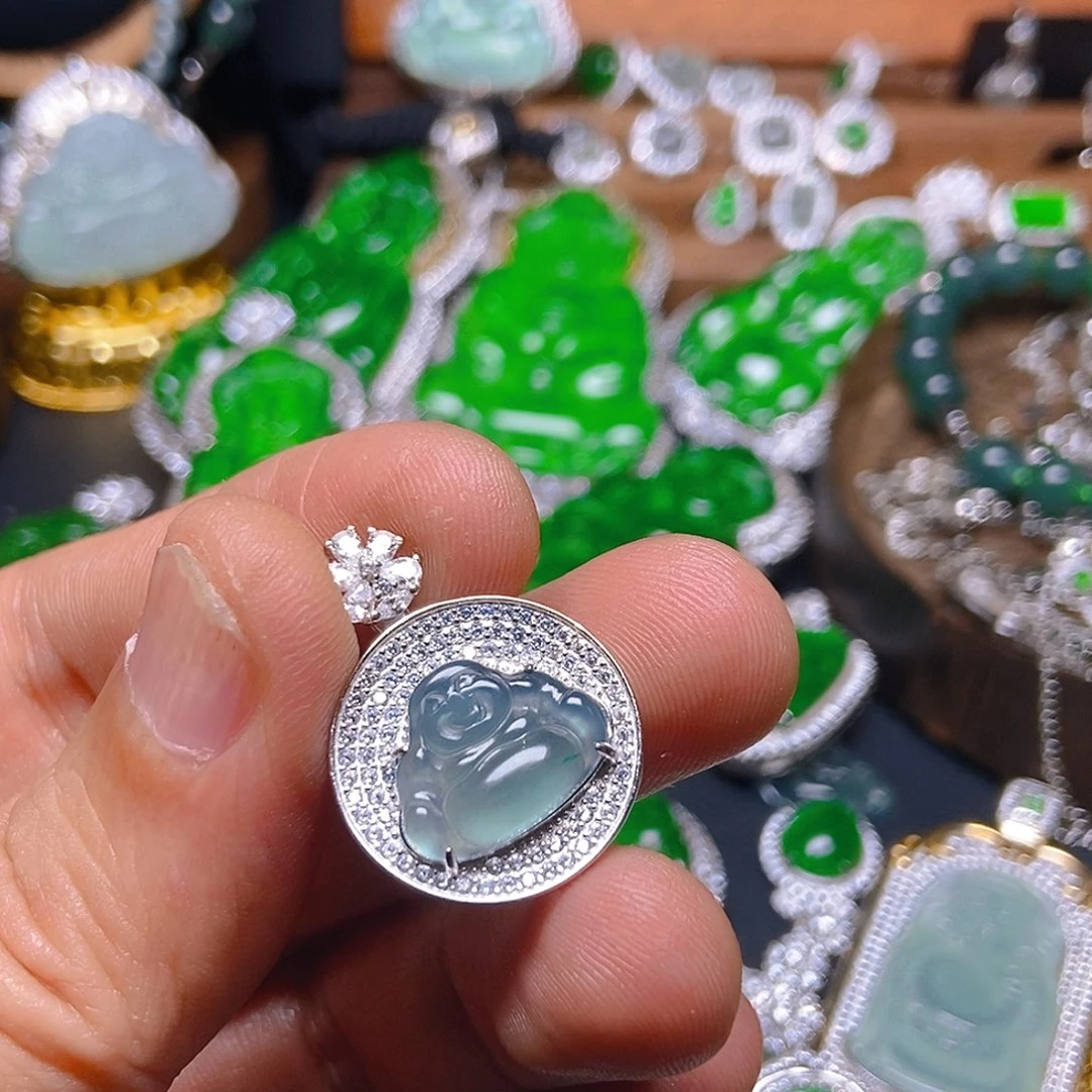 翡翠吊坠(不含链)银S925镶嵌285吊坠