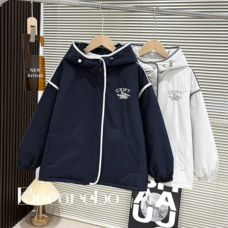 【淏妈原创】青少年童装男童冬装外套大童夹棉加厚男孩秋冬冲锋衣服