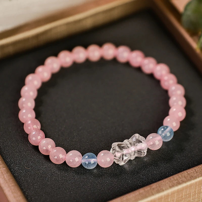 精致粉水晶百搭设计款女式手链多样性发一-5940