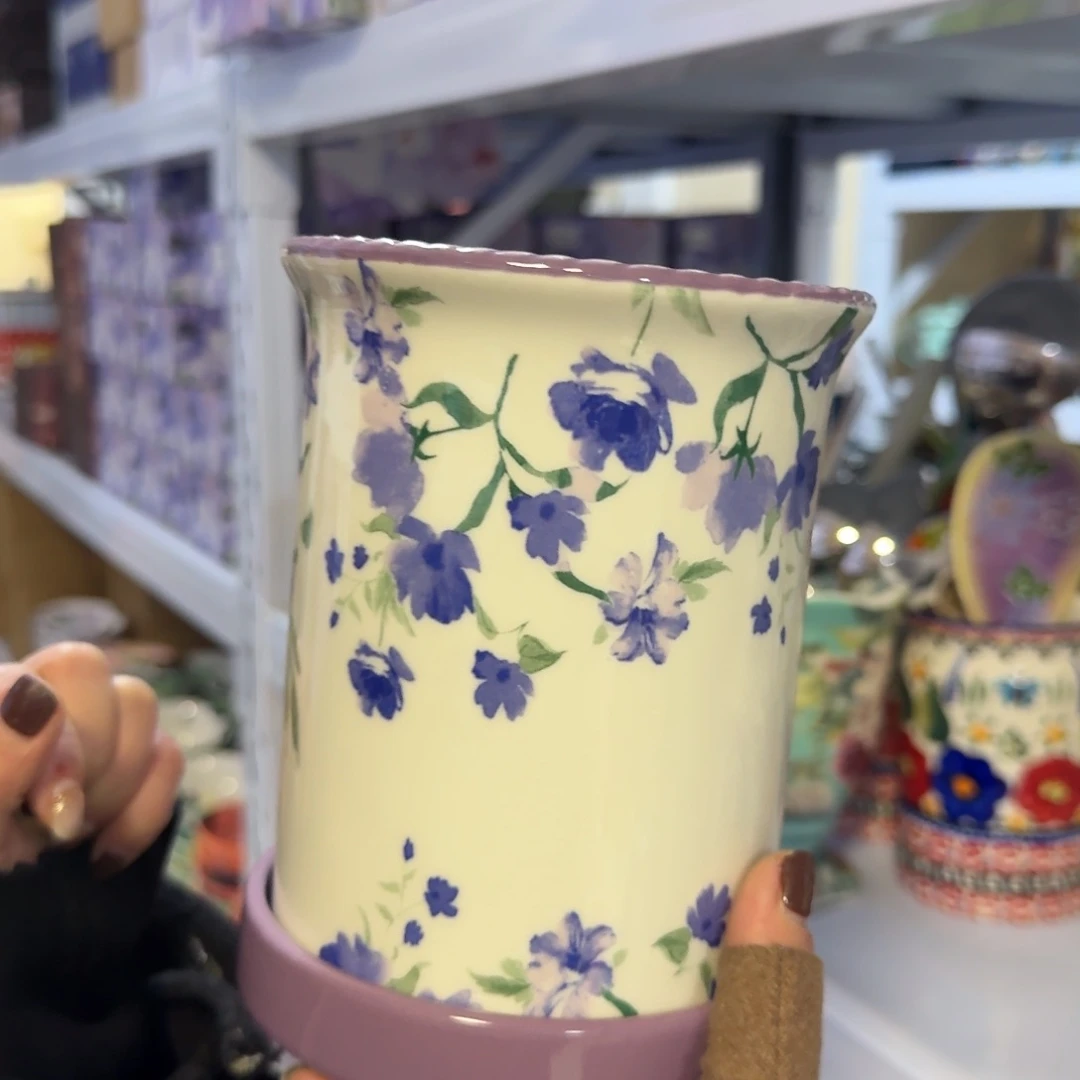 瓷紫色花大号筷子桶一只