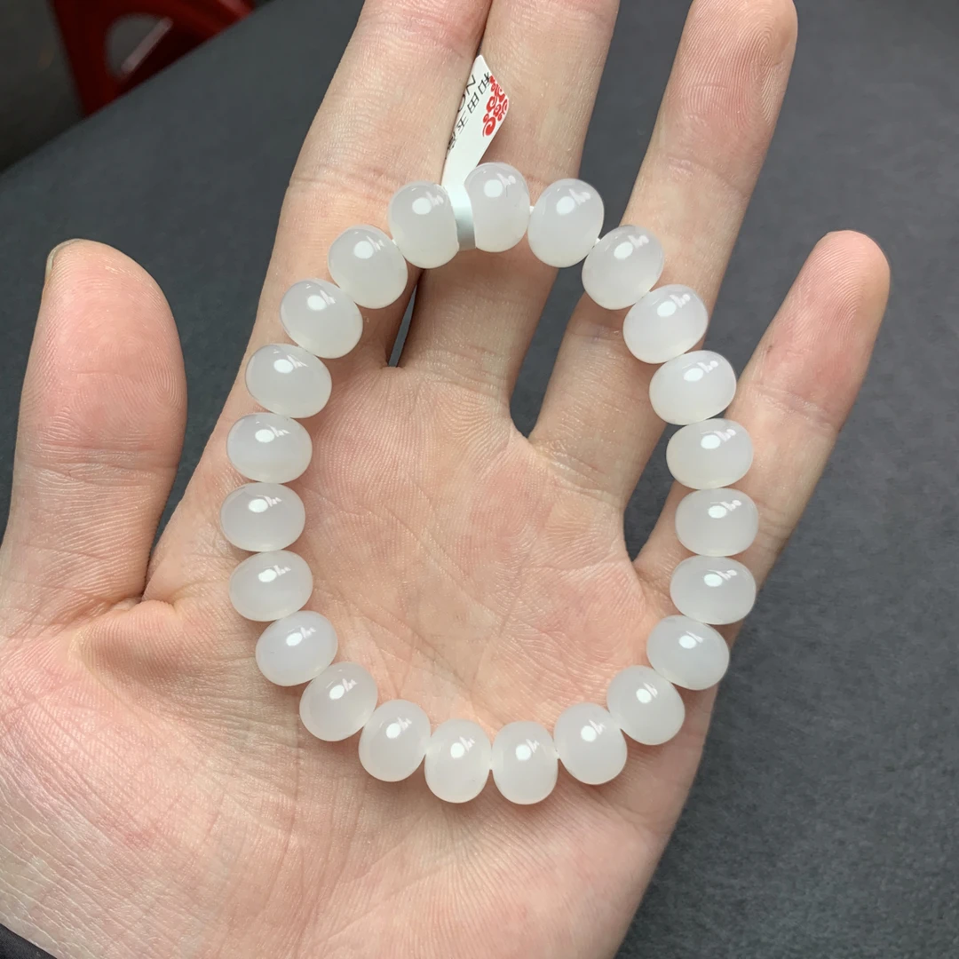 和田玉青海料高冰白手串 CJ442