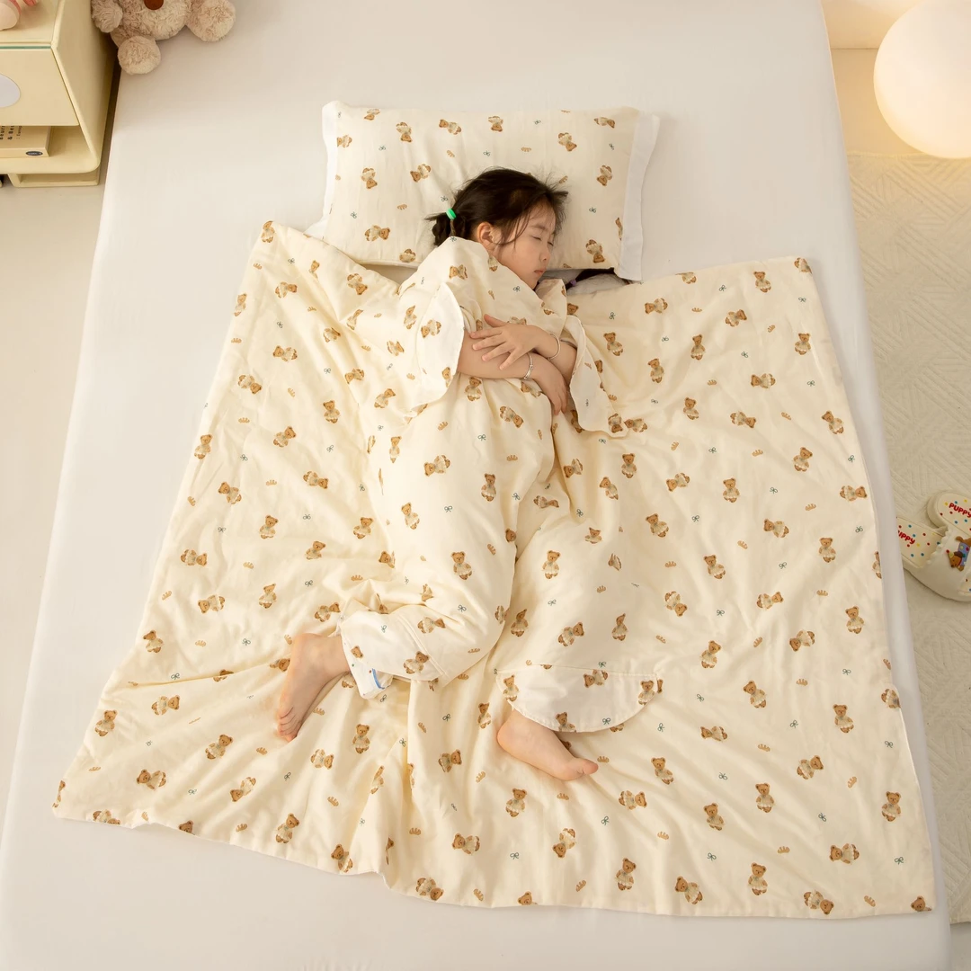 A类全棉双层纱母婴级护肚防踢睡袋幼儿园新生儿单人大童单人机洗
