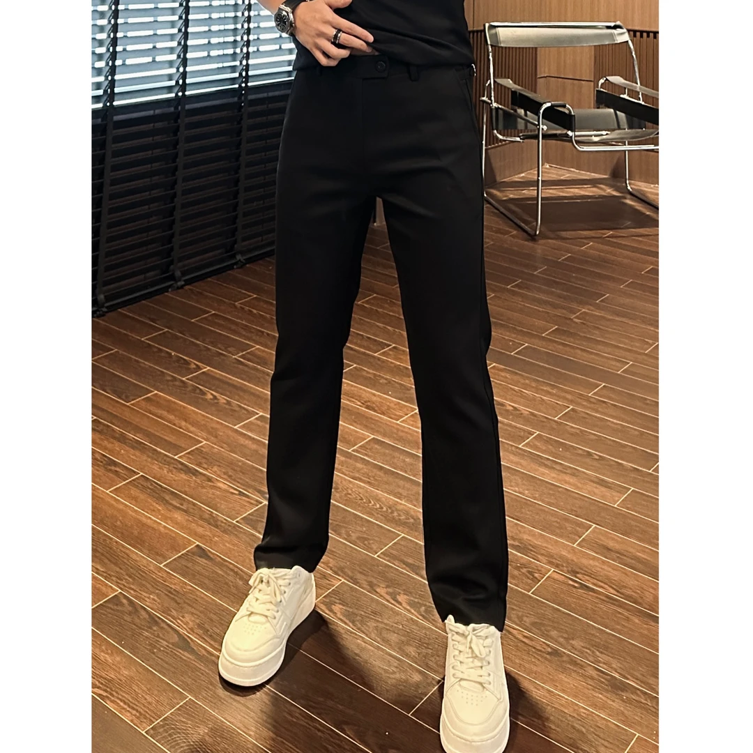 高品质净奢休闲裤*25早春新款男士简约舒适时尚百搭小直筒裤17092