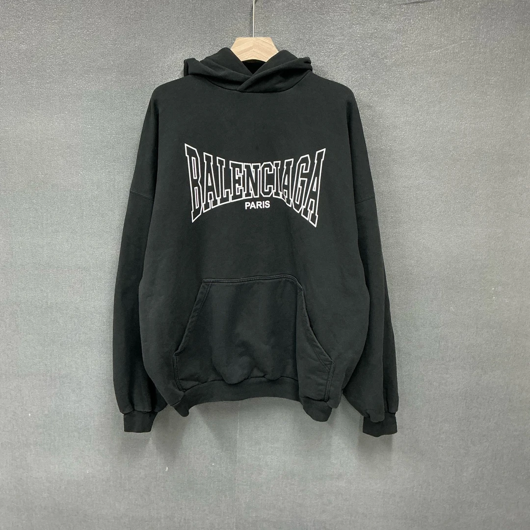 99新 Balenciaga/巴黎世家 蝙蝠侠裂纹印花帽衫卫衣 S码 7893