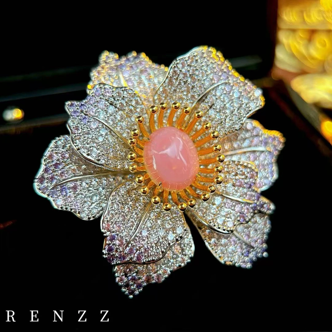 铜合金贝壳胸针 1075 紫色海棠花粉色螺贝胸针DP