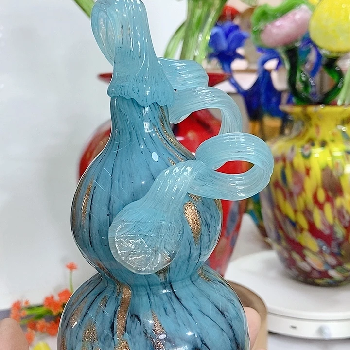 琉璃手工艺品琉璃花瓶高度17厘米8厘米