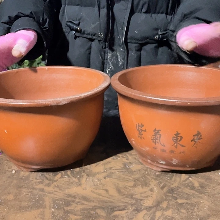 紫砂花盆紫气东来25+25