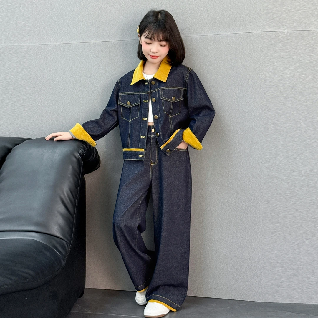女童牛仔套装春秋2025新款儿童秋装洋气时髦秋天女大童早秋两件套